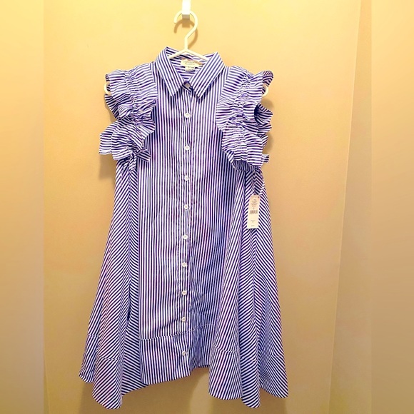 Molly Bracken Lili Sidonio striped dress. Ruffle detailing with cut outs. - Picture 3 of 6